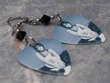 Joan Jett Guitar Pick Earrings with Black Swarovski Crystals