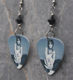 Joan Jett Guitar Pick Earrings with Black Swarovski Crystals
