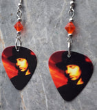 Joe Satriani Guitar Pick Earrings with Hyacinth Swarovski Crystals