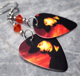 Joe Satriani Guitar Pick Earrings with Hyacinth Swarovski Crystals