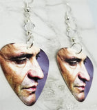 Johnny Cash Guitar Pick Earrings with Clear Swarovski Crystals