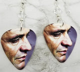 Johnny Cash Guitar Pick Earrings with Clear Swarovski Crystals