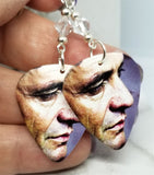 Johnny Cash Guitar Pick Earrings with Clear Swarovski Crystals