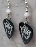 Johnny Cash Guitar Pick Earrings with White Swarovski Crystals