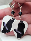 Johnny Cash Guitar Pick Earrings with Black Swarovski Crystals