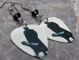 Johnny Cash Guitar Pick Earrings with Black Swarovski Crystals
