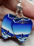 Journey Raised on Radio Guitar Pick Earrings with Metallic Silver Swarovski Crystals