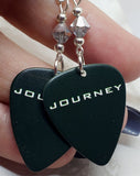 Journey Raised on Radio Guitar Pick Earrings with Metallic Silver Swarovski Crystals