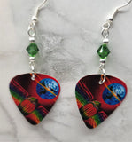 Journey Departure Guitar Pick Earrings with Green Swarovski Crystals