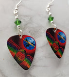 Journey Departure Guitar Pick Earrings with Green Swarovski Crystals