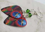 Journey Departure Guitar Pick Earrings with Green Swarovski Crystals