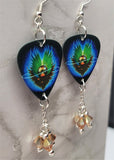 Journey Evolution Guitar Pick Earrings with Metallic Sunshine Swarovski Crystal Dangles