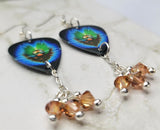 Journey Evolution Guitar Pick Earrings with Metallic Sunshine Swarovski Crystal Dangles