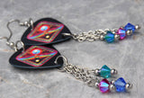 Journey Departure Guitar Pick Earrings with Swarovski Crystal Dangles