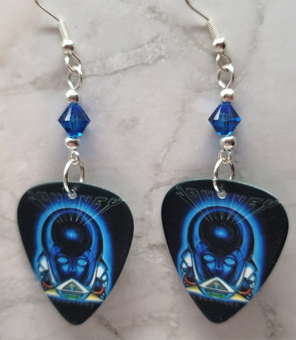 Journey Frontiers Guitar Pick Earrings with Capri Blue Swarovski Crystals