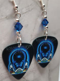 Journey Frontiers Guitar Pick Earrings with Capri Blue Swarovski Crystals