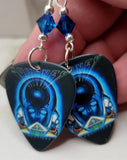 Journey Frontiers Guitar Pick Earrings with Capri Blue Swarovski Crystals