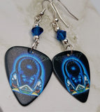 Journey Frontiers Guitar Pick Earrings with Capri Blue Swarovski Crystals
