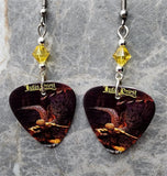Judas Priest  Sad Wings of Destiny Guitar Pick Earrings with Yellow Swarovski Crystals