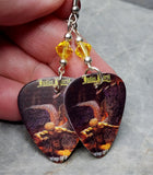Judas Priest  Sad Wings of Destiny Guitar Pick Earrings with Yellow Swarovski Crystals