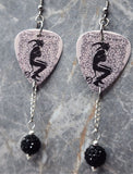 Judas Priest Guitar Pick Earrings with Black Pave Bead Dangles