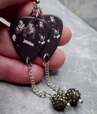 Judas Priest Guitar Pick Earrings with Gray Pave Bead Dangles