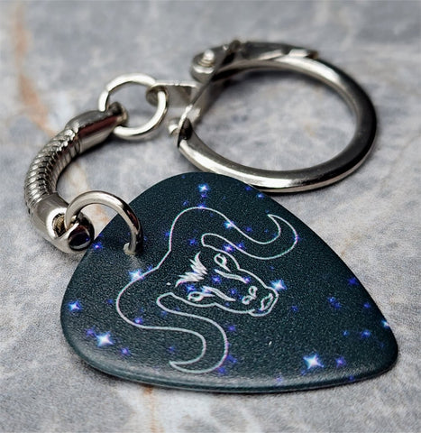 Horoscope Astrological Sign Aries Guitar Pick Keychain