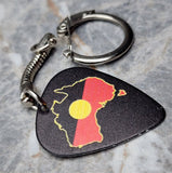 Australia Shape with Australian Aboriginal Flag Guitar Pick Keychain