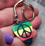 Bob Marley Peace Sign Rasta Colors Guitar Pick Keychain