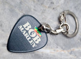 Bob Marley Peace Sign Rasta Colors Guitar Pick Keychain