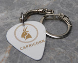 Horoscope Astrological Sign Capricorn White Guitar Pick Keychain