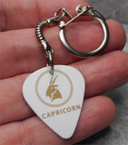 Horoscope Astrological Sign Capricorn White Guitar Pick Keychain