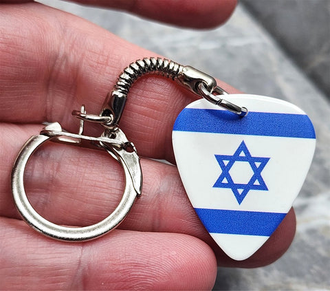 Israeli Flag Guitar Pick Keychain
