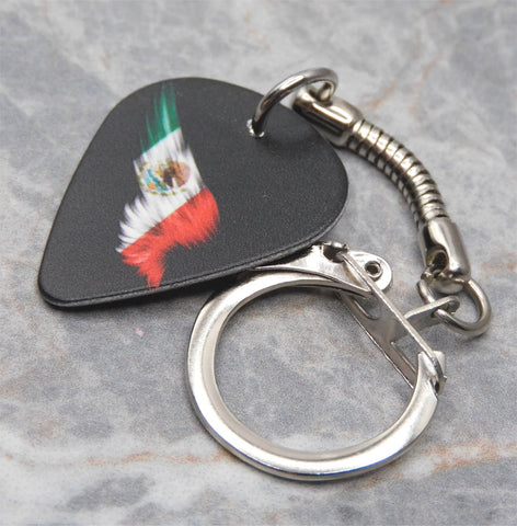 Flag of Mexico on Abstract Wing Guitar Pick Keychain