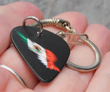 Flag of Mexico on Abstract Wing Guitar Pick Keychain