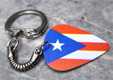 Flag of Puerto Rico Guitar Pick Keychain