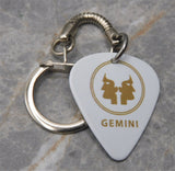 Horoscope Astrological Sign Gemini White Guitar Pick Keychain