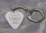 Horoscope Astrological Sign Libra White Guitar Pick Keychain