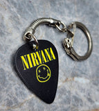 Nirvana Happy Face and Logo Guitar Pick Keychain