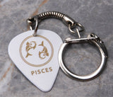 Horoscope Astrological Sign Pisces White Guitar Pick Keychain