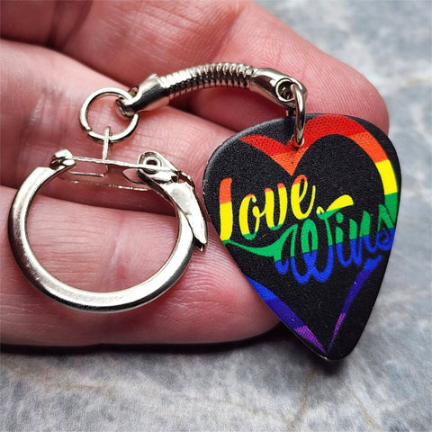Love Wins Heart Pride Guitar Pick Keychain