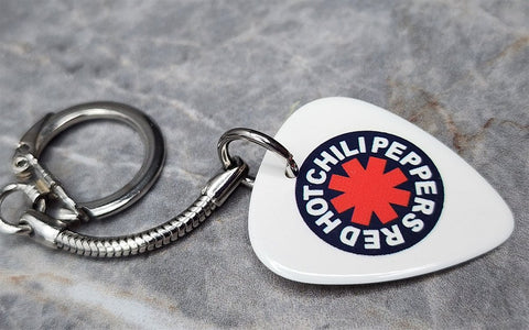 Red Hot Chili Peppers White Guitar Pick Keychain