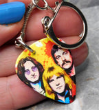 Rush Colorful Group Illustration Guitar Pick Keychain