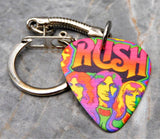 Rush Colorful Group Illustration Guitar Pick Keychain