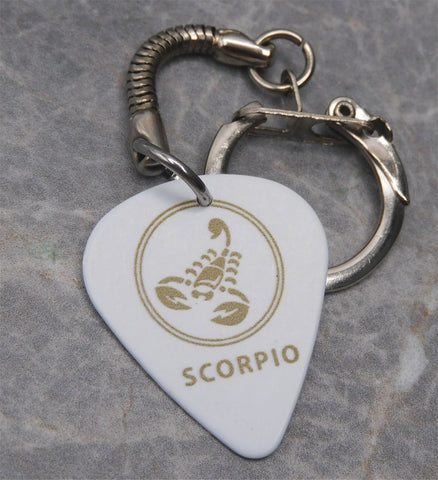 Horoscope Astrological Sign Scorpio White Guitar Pick Keychain