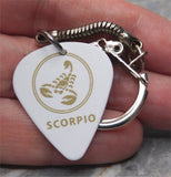 Horoscope Astrological Sign Scorpio White Guitar Pick Keychain