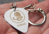 Horoscope Astrological Sign Virgo White Guitar Pick Keychain