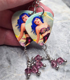 Katy Perry California Gurls Guitar Pick Earrings with Purple Swarovski Crystal Dangles