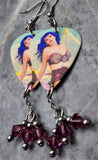 Katy Perry California Gurls Guitar Pick Earrings with Purple Swarovski Crystal Dangles