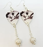 Kid Rock Guitar Pick Earrings with White Pave Bead Dangles